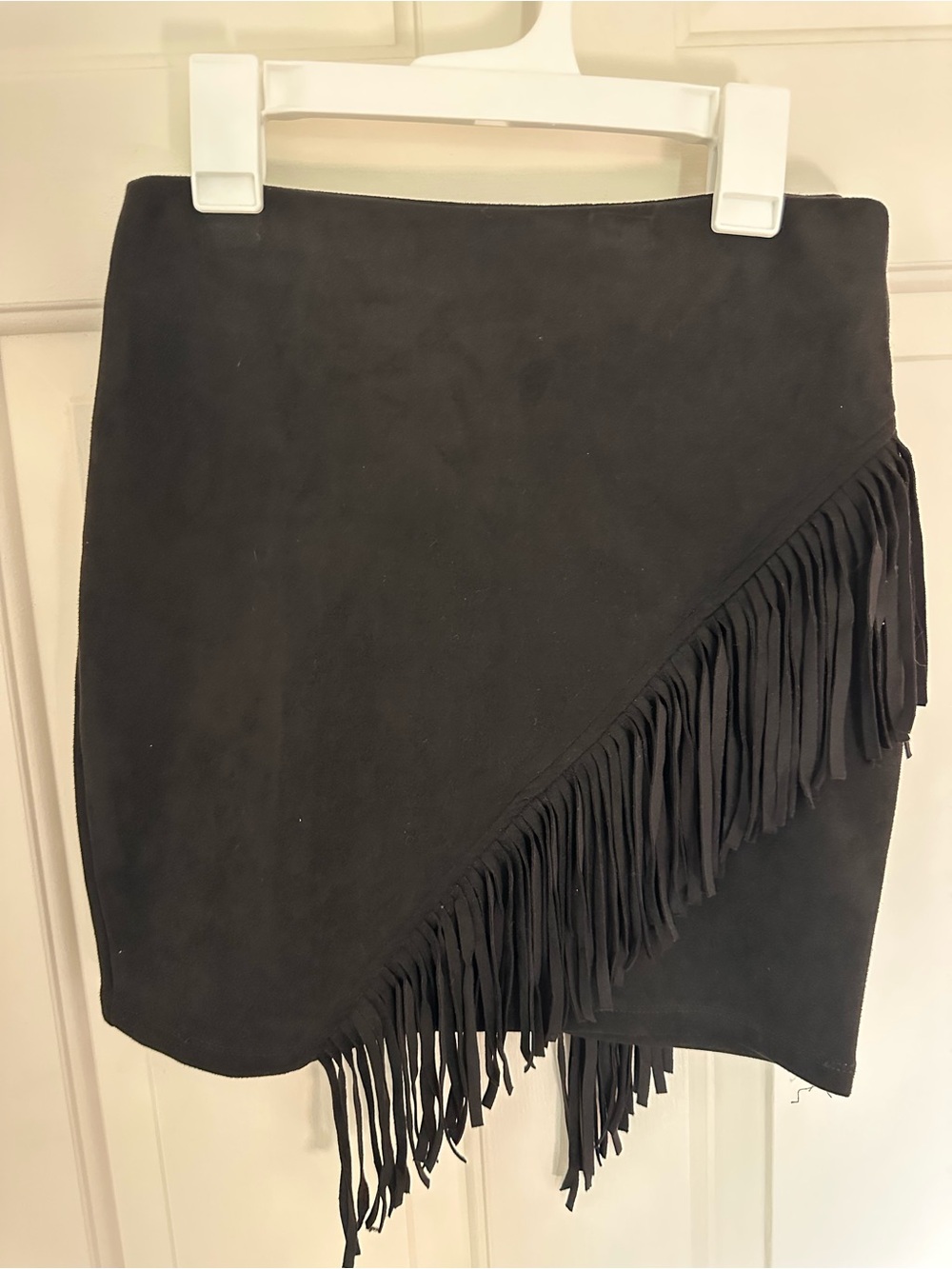 Windsor Black Suede Fringe Mini Skirt NWT